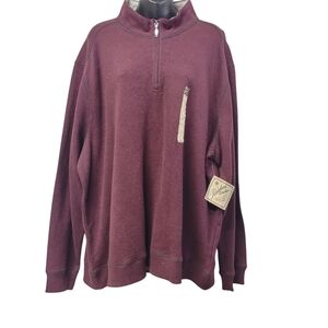 Paradise Collection Men's Sweater Burgundy Cotton 1/4 Zip Pullover Size XXL NWT